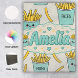 Personalised Name Cute French Fries Seamless Custom Bespoke  Contemporary Display Canvas Wall Art Print Decor Picture Ready to Hang