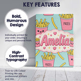 Personalised Name Cute French Fries Seamless Custom Bespoke  Contemporary Display Canvas Wall Art Print Decor Picture Ready to Hang