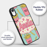 Cute French Fries Seamless Pattern Printed Design Custom Name Protective Phone Case Mobile Cover Durable Everyday Smartphone Shock Resistant