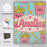 Personalised Name Cute French Fries Seamless Custom Bespoke  Contemporary Display Canvas Wall Art Print Decor Picture Ready to Hang