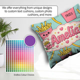 Custom Name Cute French Fries Seamless Pattern Teal Background Square Filled Cushion Throw Pillow Sofa Bed Home Decor Zip Washable UK Made