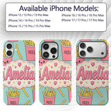 Cute French Fries Seamless Pattern Printed Design Custom Name Protective Phone Case Mobile Cover Durable Everyday Smartphone Shock Resistant