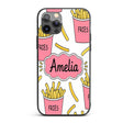Cute French Fries Seamless Pattern Soft Grey Custom Name Protective Phone Case Mobile Cover Durable Everyday Smartphone Shock Resistant