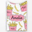 Cute French Fries Seamless Pattern Soft Grey Background Name Unique  Personalised Custom Name Super Soft Fleece Blanket Bed Sofa Throw
