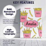 Personalised Name Cute French Fries Seamless Custom Bespoke  Contemporary Display Canvas Wall Art Print Decor Picture Ready to Hang