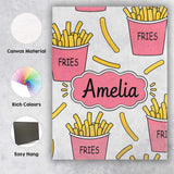 Personalised Name Cute French Fries Seamless Custom Bespoke  Contemporary Display Canvas Wall Art Print Decor Picture Ready to Hang