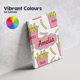 Personalised Name Cute French Fries Seamless Custom Bespoke  Contemporary Display Canvas Wall Art Print Decor Picture Ready to Hang