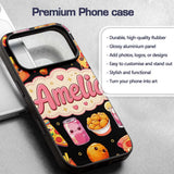 Cute Kawaii Fast Food Pattern with Pizza Fries Custom Name Protective Phone Case Mobile Cover Durable Everyday Smartphone Shock Resistant