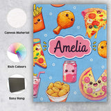 Personalised Name Cute Kawaii Fast Food Custom  Modern Room Accent Elegant Feature Canvas Wall Art Print Decor Picture Ready to Hang