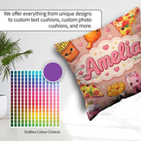 Custom Name Kawaii Fast Food Pattern with Pizza Fries Soda Beige Square Filled Cushion Throw Pillow Sofa Bed Home Decor Zip Washable UK Made