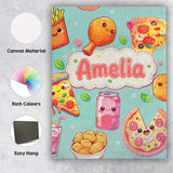 Personalised Name Cute Kawaii Fast Food Custom  Modern Room Accent Elegant Feature Canvas Wall Art Print Decor Picture Ready to Hang