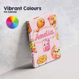 Personalised Name Cute Kawaii Fast Food Custom  Modern Room Accent Elegant Feature Canvas Wall Art Print Decor Picture Ready to Hang