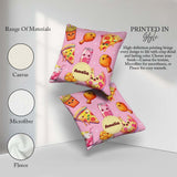 Custom Name Kawaii Fast Food Pattern with Chicken Soda Soft Pink Square Filled Cushion Throw Pillow Sofa Bed Home Decor Zip Washable UK Made