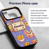 Cute Kawaii Fast Food Pattern with Pizza Fries Custom Name Protective Phone Case Mobile Cover Durable Everyday Smartphone Shock Resistant