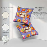 Custom Name Cute Fast Food Pattern with Pizza Fries Chicken Soda Square Filled Cushion Throw Pillow Sofa Bed Home Decor Zip Washable UK Made