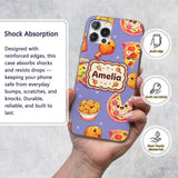 Cute Kawaii Fast Food Pattern with Pizza Fries Custom Name Protective Phone Case Mobile Cover Durable Everyday Smartphone Shock Resistant