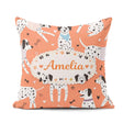 Custom Name Dogs Hearts Peach Background Seamless Pattern Lovely Square Filled Cushion Throw Pillow Sofa Bed Home Decor Zip Washable UK Made