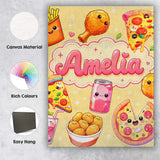 Personalised Name Cute Kawaii Fast Food Custom  Modern Room Accent Elegant Feature Canvas Wall Art Print Decor Picture Ready to Hang