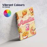 Personalised Name Cute Kawaii Fast Food Custom  Modern Room Accent Elegant Feature Canvas Wall Art Print Decor Picture Ready to Hang
