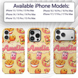 Cute Kawaii Fast Food Pattern with Pizza Fries Custom Name Protective Phone Case Mobile Cover Durable Everyday Smartphone Shock Resistant