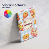 Personalised Name Cute Kawaii Fast Food Custom  Modern Room Accent Elegant Feature Canvas Wall Art Print Decor Picture Ready to Hang