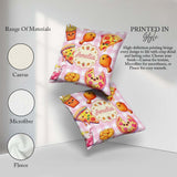 Custom Name Fast Food Pattern with Pizza Chicken Soda Pink Check Square Filled Cushion Throw Pillow Sofa Bed Home Decor Zip Washable UK Made