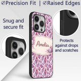 Purple Pink Watercolor Crystal Gem Printed Design Custom Name Protective Phone Case Mobile Cover Durable Everyday Smartphone Shock Resistant