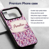Purple Pink Watercolor Crystal Gem Printed Design Custom Name Protective Phone Case Mobile Cover Durable Everyday Smartphone Shock Resistant