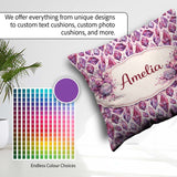 Custom Name Purple Pink Watercolor Crystal Gem Seamless Pattern Square Filled Cushion Throw Pillow Sofa Bed Home Decor Zip Washable UK Made