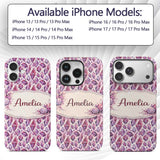 Purple Pink Watercolor Crystal Gem Printed Design Custom Name Protective Phone Case Mobile Cover Durable Everyday Smartphone Shock Resistant