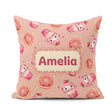 Custom Name Cute Kawaii Donut and Strawberry Drink Pattern Peach Square Filled Cushion Throw Pillow Sofa Bed Home Decor Zip Washable UK Made