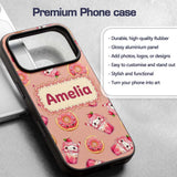 Cute Kawaii Donut and Strawberry Drink Seamless Custom Name Protective Phone Case Mobile Cover Durable Everyday Smartphone Shock Resistant