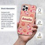 Cute Kawaii Donut and Strawberry Drink Seamless Custom Name Protective Phone Case Mobile Cover Durable Everyday Smartphone Shock Resistant