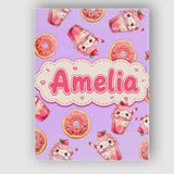 Personalised Name Cute Kawaii Donut and Custom  Modern Room Accent Elegant Feature Canvas Wall Art Print Decor Picture Ready to Hang