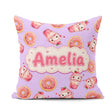 Custom Name Cute Kawaii Donut and Drink Seamless Pattern Purple Square Filled Cushion Throw Pillow Sofa Bed Home Decor Zip Washable UK Made