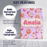 Personalised Name Cute Kawaii Donut and Custom  Modern Room Accent Elegant Feature Canvas Wall Art Print Decor Picture Ready to Hang
