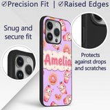 Cute Kawaii Donut and Strawberry Drink Seamless Custom Name Protective Phone Case Mobile Cover Durable Everyday Smartphone Shock Resistant