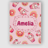 Personalised Name Cute Kawaii Donut and Custom  Modern Room Accent Elegant Feature Canvas Wall Art Print Decor Picture Ready to Hang
