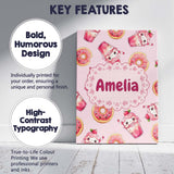 Personalised Name Cute Kawaii Donut and Custom  Modern Room Accent Elegant Feature Canvas Wall Art Print Decor Picture Ready to Hang