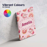Personalised Name Cute Kawaii Donut and Custom  Modern Room Accent Elegant Feature Canvas Wall Art Print Decor Picture Ready to Hang