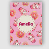 Personalised Name Cute Kawaii Donut and Custom  Modern Room Accent Elegant Feature Canvas Wall Art Print Decor Picture Ready to Hang