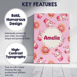 Personalised Name Cute Kawaii Donut and Custom  Modern Room Accent Elegant Feature Canvas Wall Art Print Decor Picture Ready to Hang