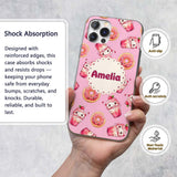 Cute Kawaii Donut and Strawberry Drink Pattern Custom Name Protective Phone Case Mobile Cover Durable Everyday Smartphone Shock Resistant