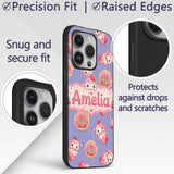 Cute Kawaii Donut and Strawberry Drink Pattern Custom Name Protective Phone Case Mobile Cover Durable Everyday Smartphone Shock Resistant