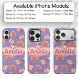 Cute Kawaii Donut and Strawberry Drink Pattern Custom Name Protective Phone Case Mobile Cover Durable Everyday Smartphone Shock Resistant