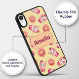Cute Kawaii Donut and Strawberry Drink Pattern Custom Name Protective Phone Case Mobile Cover Durable Everyday Smartphone Shock Resistant