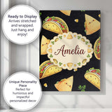 Personalised Name Cute Kawaii Taco and Wrap Custom  Bespoke Interior Contemporary Canvas Wall Art Print Decor Picture Ready to Hang