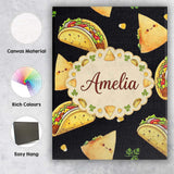 Personalised Name Cute Kawaii Taco and Wrap Custom  Bespoke Interior Contemporary Canvas Wall Art Print Decor Picture Ready to Hang