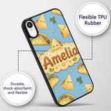 Cute Kawaii Taco and Wrap Food Printed Design Custom Name Protective Phone Case Mobile Cover Durable Everyday Smartphone Shock Resistant