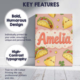Personalised Name Cute Kawaii Taco and Wrap Custom  Bespoke Interior Contemporary Canvas Wall Art Print Decor Picture Ready to Hang